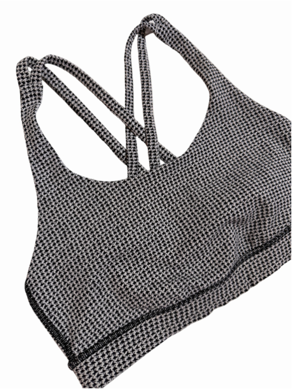 Lululemon Energy Bra Black White Houndstooth Print